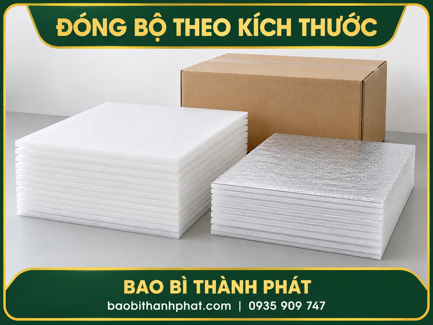 Các nhóm tấm PE Foam được chuẩn bị cạnh thùng đóng gói