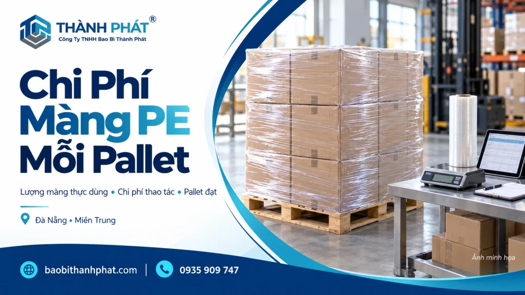 Pallet carton được quấn màng PE trong khu vực đóng hàng