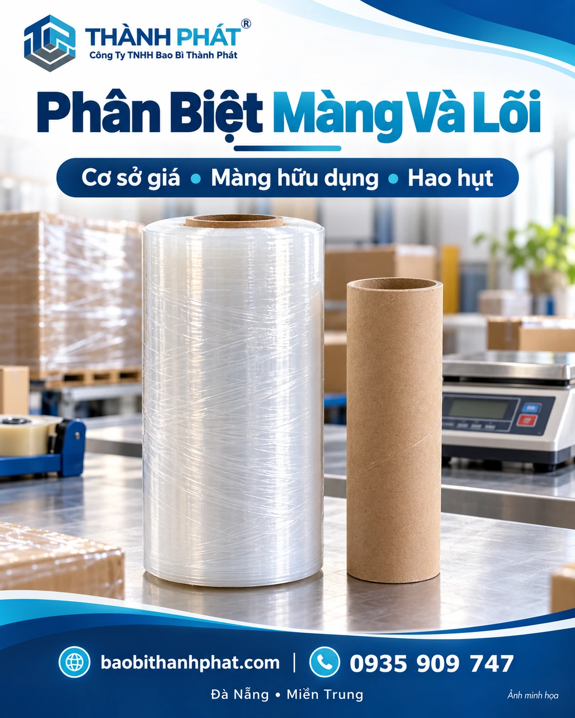 Đối chiếu lượng màng PE hữu dụng và lõi cuộn