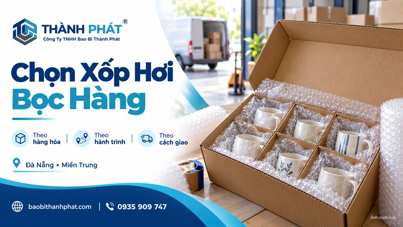 Xốp hơi bảo vệ các món gốm trong thùng vận chuyển