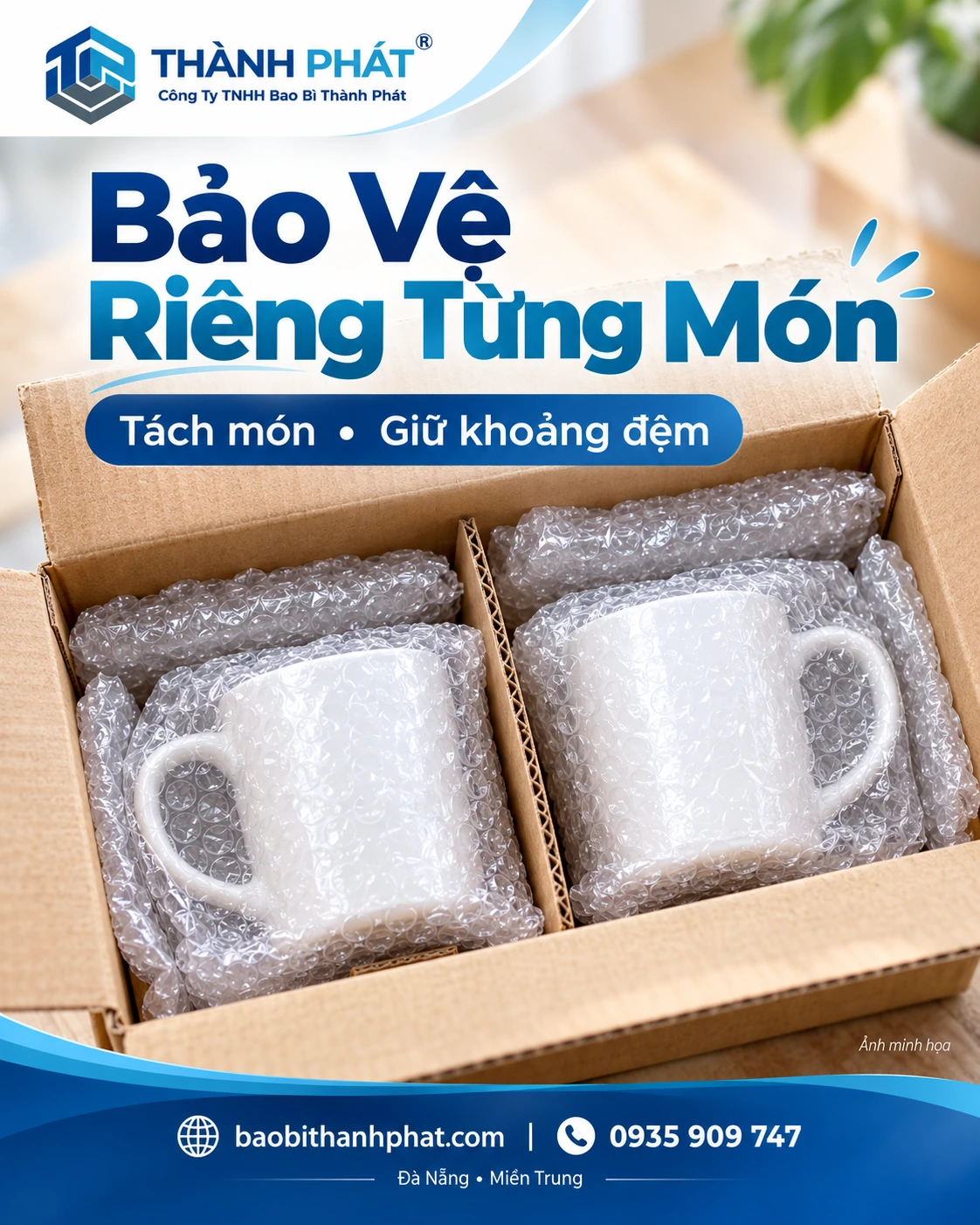 Từng món gốm được bọc riêng bằng xốp hơi