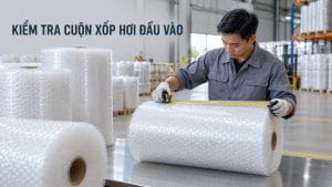 Kiểm tra cuộn xốp hơi đầu vào trước khi sử dụng trong xưởng đóng gói