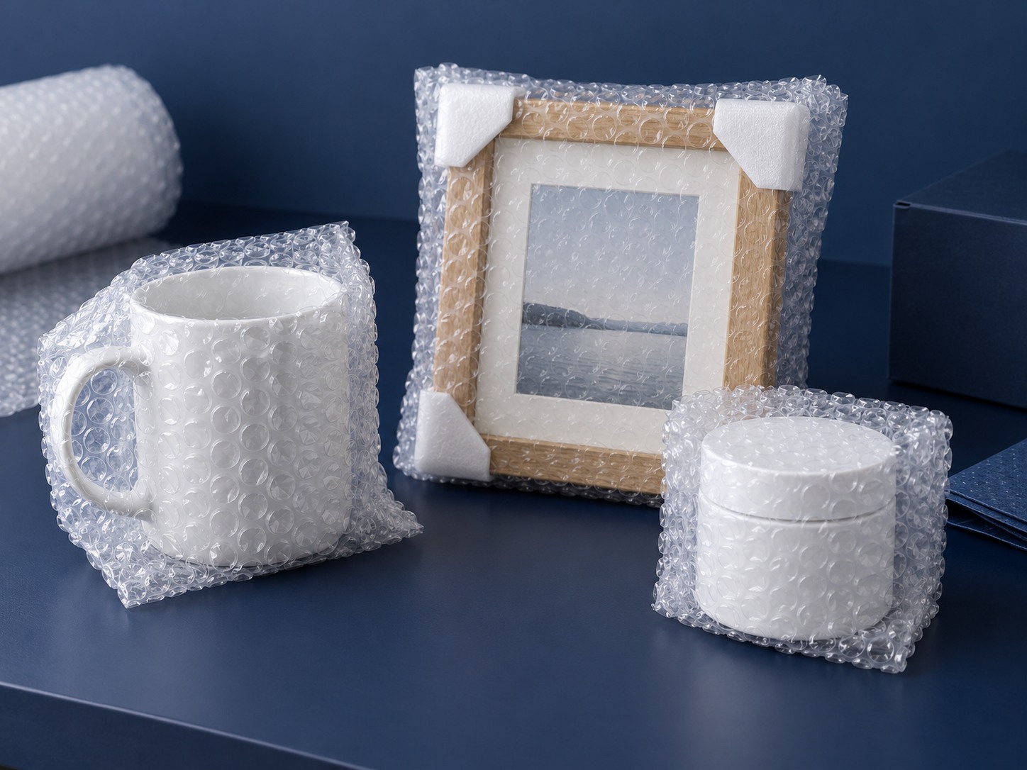 Xốp hơi Huế: 3 bước đóng gói cho shop 2 Cốc, khung và hũ nhỏ được bảo vệ riêng bằng xốp hơi theo hình dạng