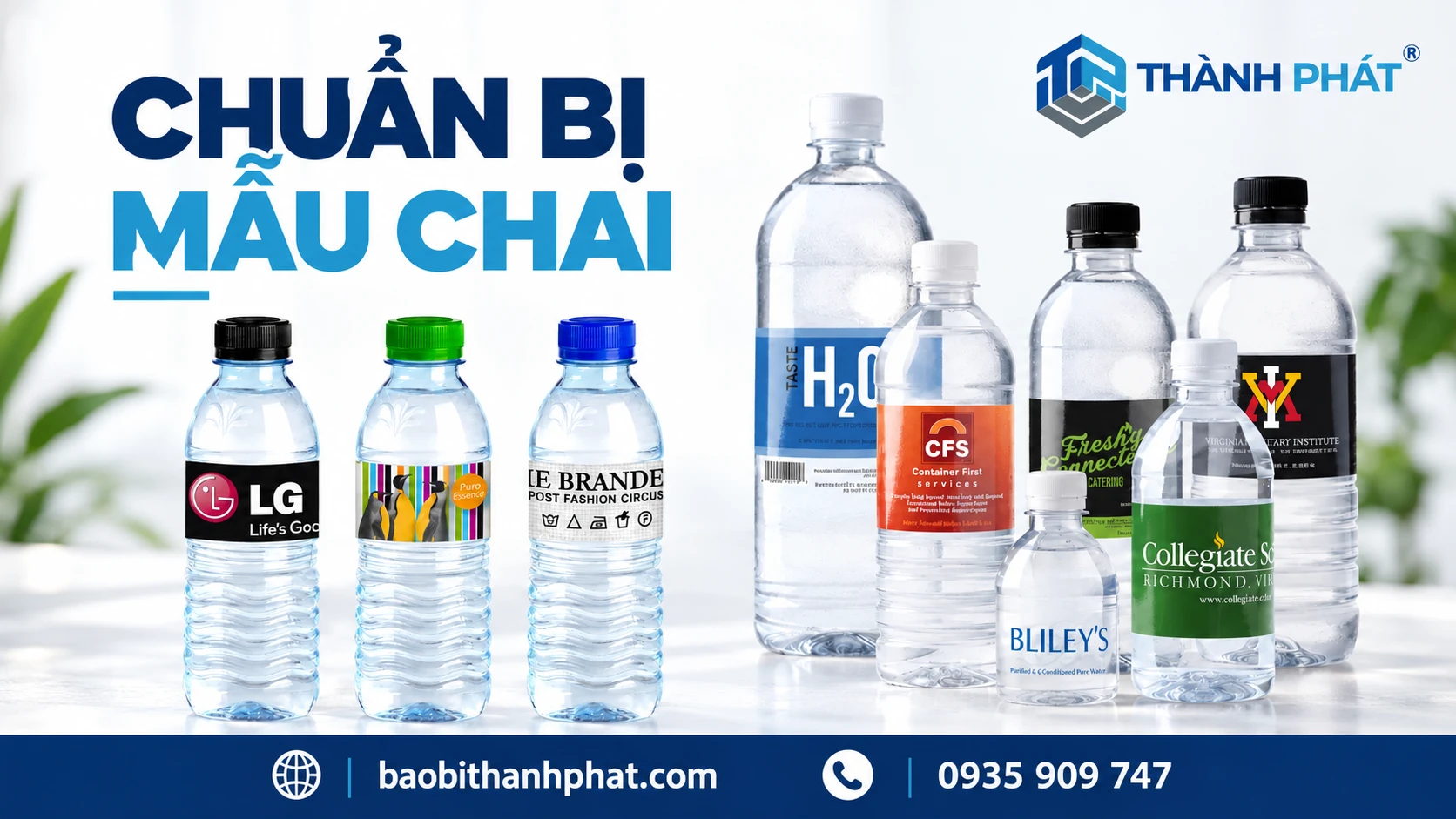 chuẩn bị mẫu chai trong quy trình đặt in màng co