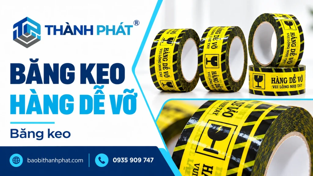 Băng keo hàng dễ vỡ: dùng cùng hệ đệm, không thay cho chống sốc — Bao Bì Thành Phát